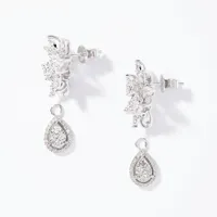 Diamond Cluster Earrings in 10K White Gold (2.00 ct tw)