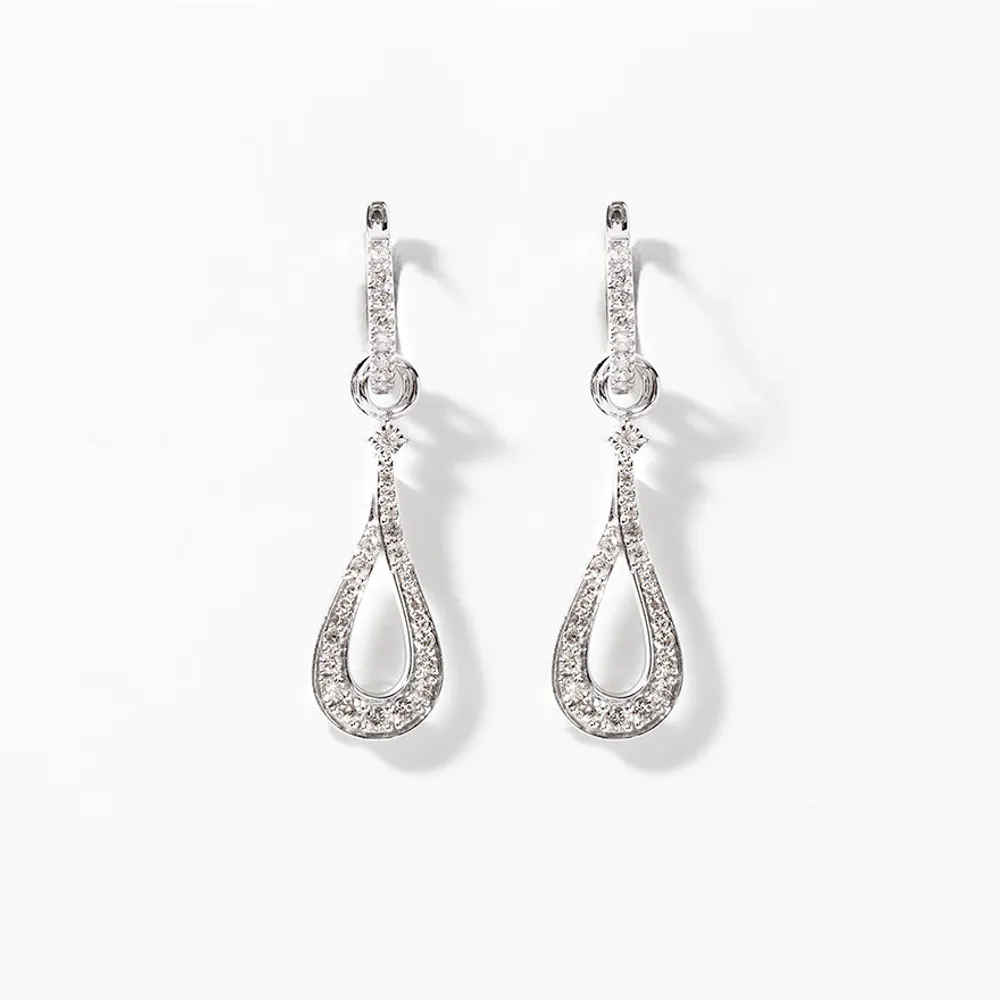 Diamond Dangle Earrings in 10K White Gold (1.00 ct tw)