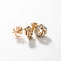 Diamond Love Knot Stud Earrings in 10K Yellow Gold (0.13 ct tw)