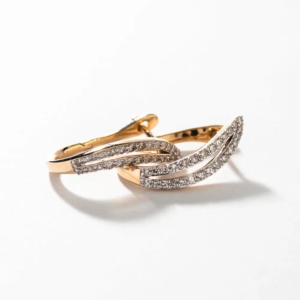 Diamond Hook Earrings in 10K Yellow Gold (0.33 ct tw)