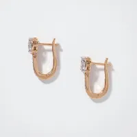 Diamond Hook Earrings in 10K Yellow and White Gold (0.33 ct tw)