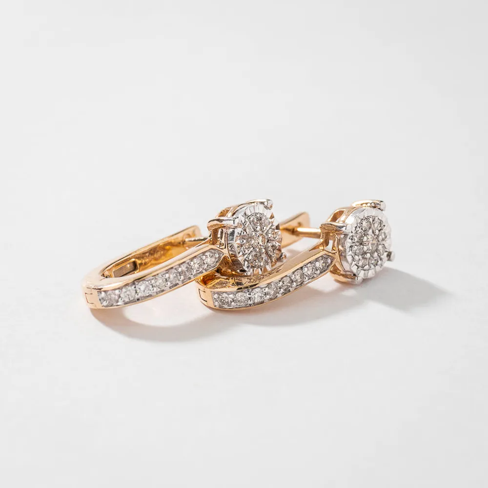 Diamond Hook Earrings in 10K Yellow and White Gold (0.33 ct tw)