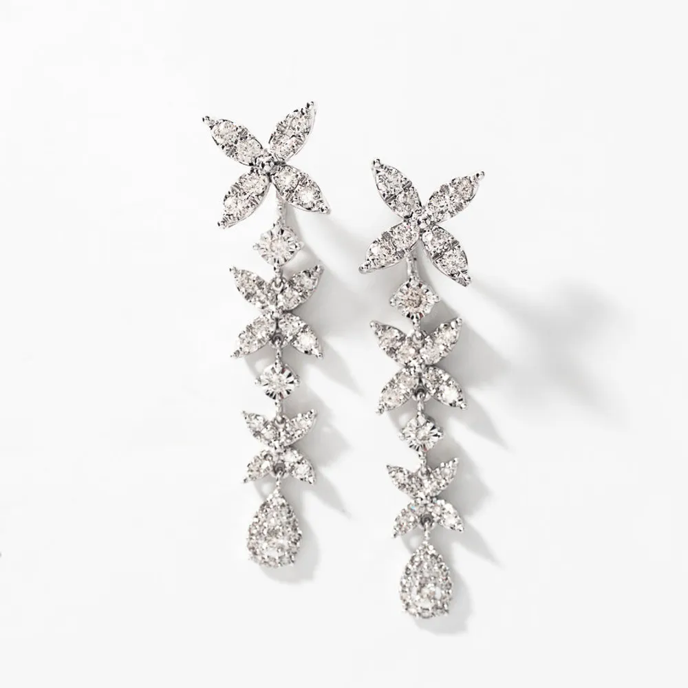 Multi-Look Diamond Cluster Earrings in 10K White Gold (1.00 ct tw)