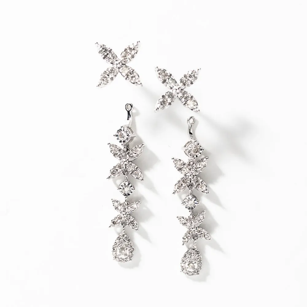 Multi-Look Diamond Cluster Earrings in 10K White Gold (1.00 ct tw)