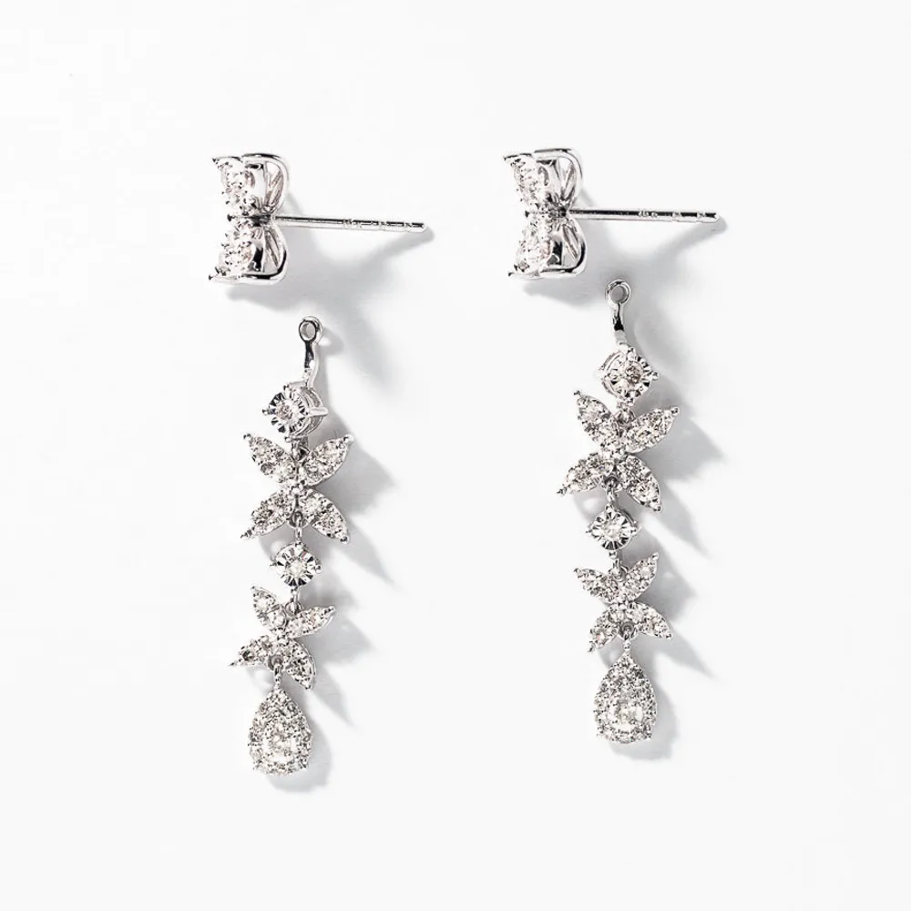 Multi-Look Diamond Cluster Earrings in 10K White Gold (1.00 ct tw)