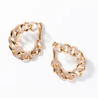 Diamond Curb Chain Earrings in 10K Yellow Gold (0.39 ct tw)