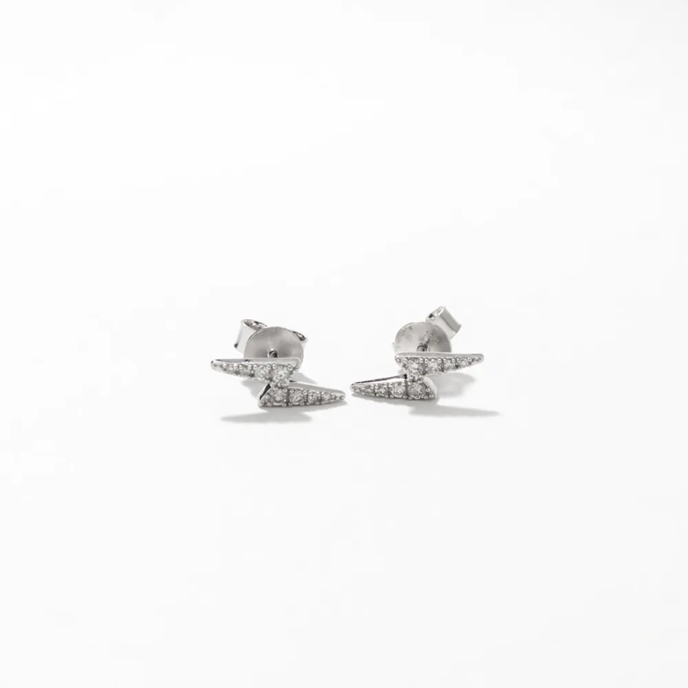 Lightning Bolt Earrings In 10K White Gold (0.16 ct tw)