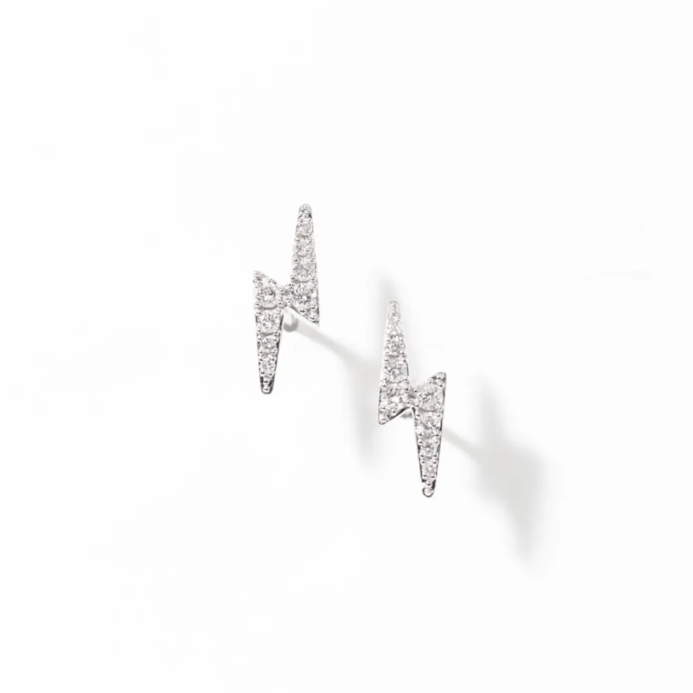 Lightning Bolt Earrings In 10K White Gold (0.16 ct tw)