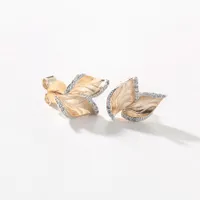 Diamond Leaf Stud Earrings in 10K Yellow Gold (0.10 ct tw)