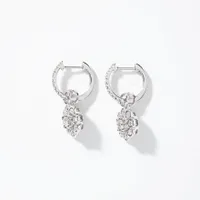 Diamond Hoop Earrings With Removable Flower Charm in 10K White Gold (0