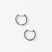 Diamond Hoop Earrings With Removable Flower Charm in 10K White Gold (0