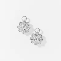 Diamond Hoop Earrings With Removable Flower Charm in 10K White Gold (0