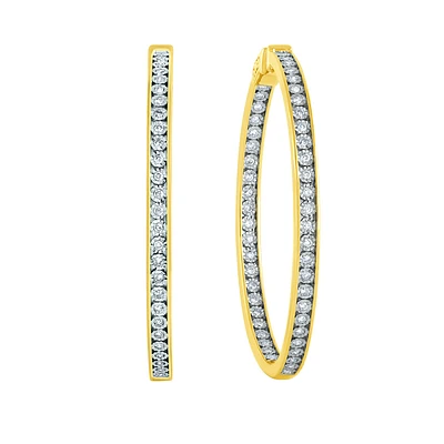 Diamond Hoop Earrings in 10K Yellow and White Gold ( ct tw