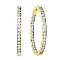 Diamond Hoop Earrings in 10K Yellow and White Gold ( ct tw