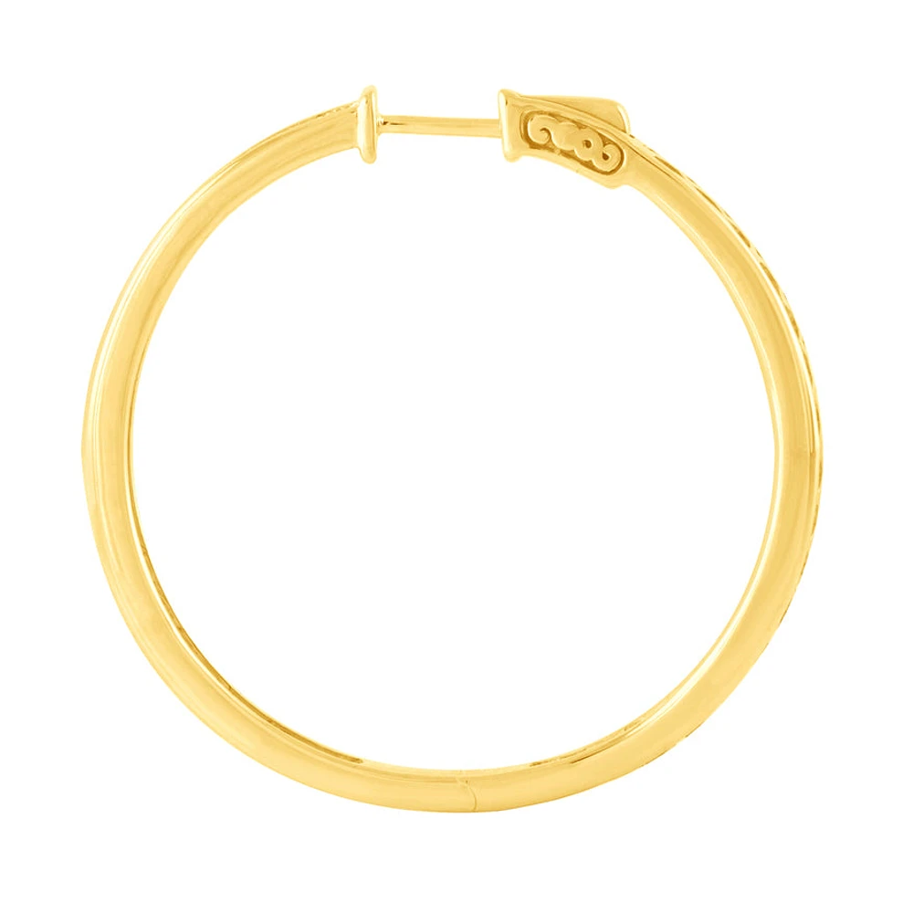 Diamond Hoop Earrings in 10K Yellow and White Gold ( ct tw