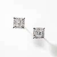 Princess Cut Diamond Stud Earrings in 10K White Gold (0.52 ct tw)