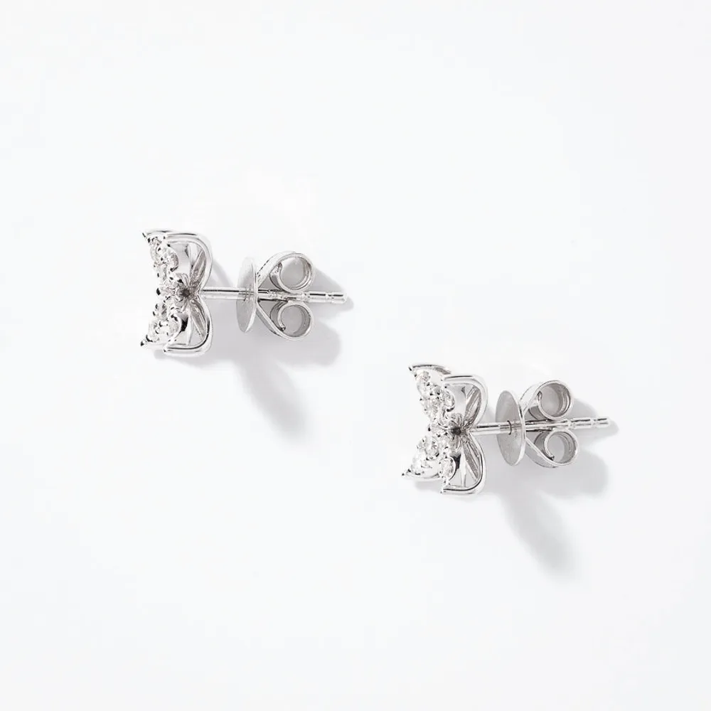 Diamond Cluster Stud Earrings in 10K White Gold (0.40 ct tw)