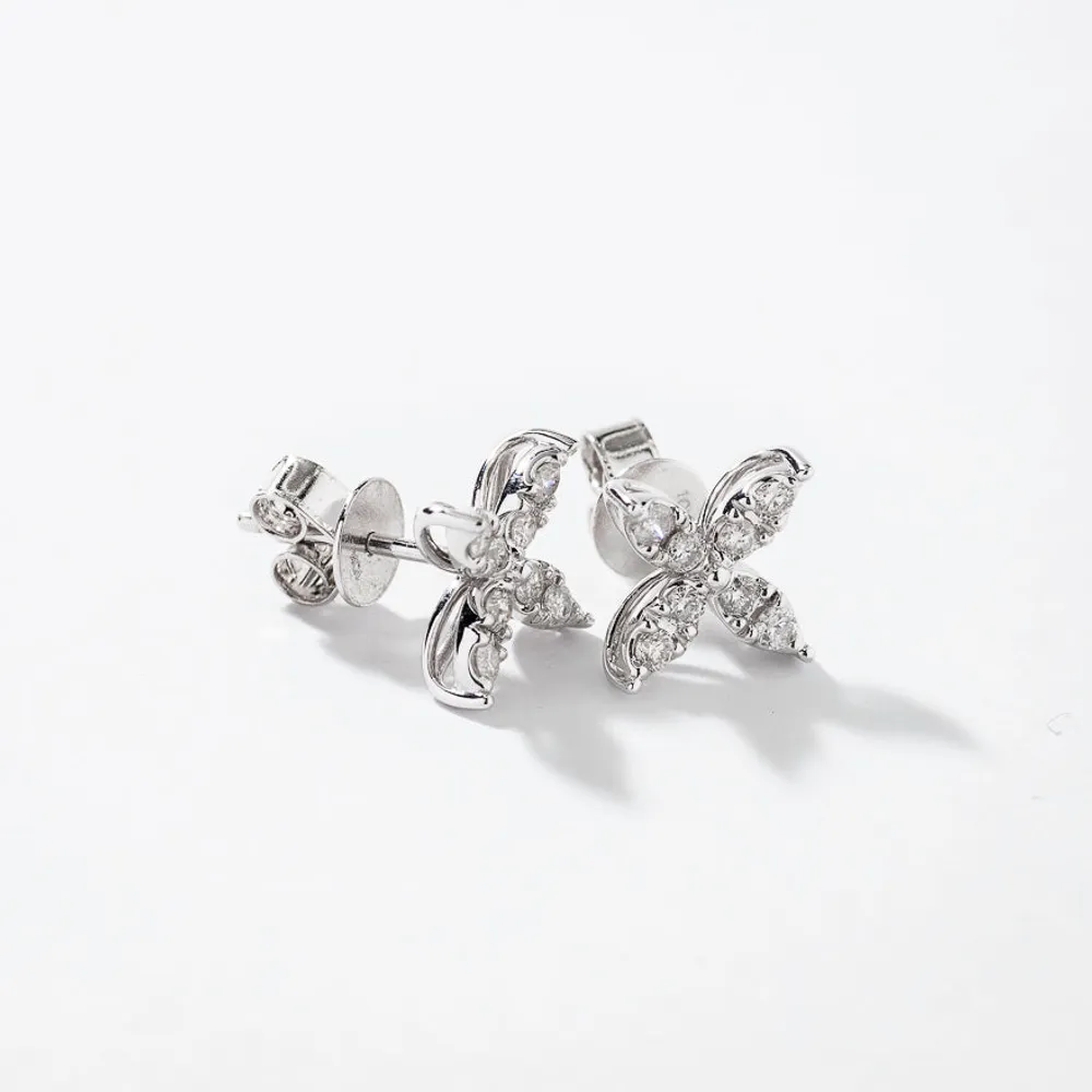 Diamond Cluster Stud Earrings in 10K White Gold (0.40 ct tw)