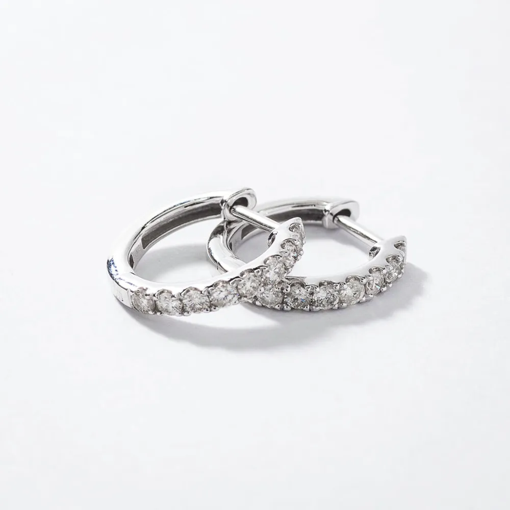 Diamond Hoop Earrings in 10K White Gold (1.00 ct tw)