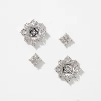 Multi-Look Diamond Cluster Earrings in 10K White Gold (0.75 ct tw)