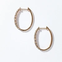 -Fara- Diamond Oval Shape Hoop Earrings In 10K Yellow Gold (0.50 ct tw