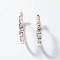 -Fara- Diamond Oval Shape Hoop Earrings In 10K Yellow Gold (0.50 ct tw
