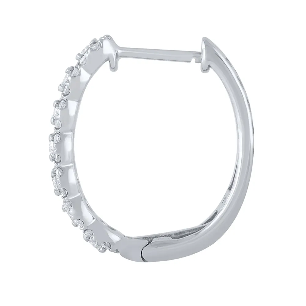 Diamond Cluster Hoop Earrings in 10K White Gold (1.00 ct tw)