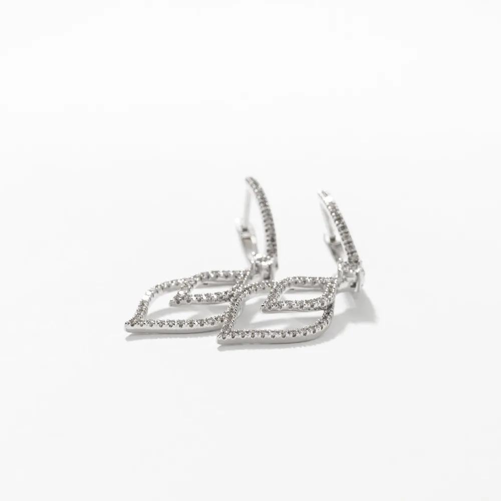 Double Loop Dangling Teardrop Earrings in 10K White Gold (0.50 ct tw)