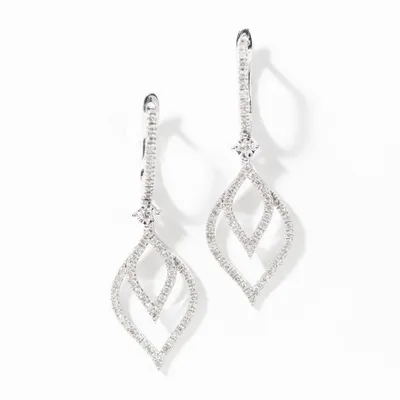 Double Loop Dangling Teardrop Earrings in 10K White Gold (0.50 ct tw)