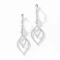 Double Loop Dangling Teardrop Earrings in 10K White Gold (0.50 ct tw)