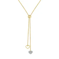 Diamond Accented Double Heart Bolo Necklace in 10K Yellow and White Go