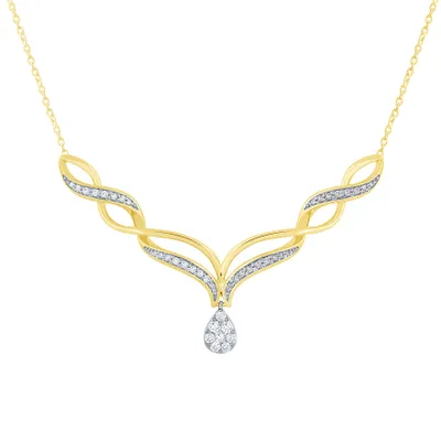 Diamond Twist Collar Necklace in 10K Yellow and White Gold (0.60 ct tw