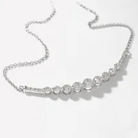 Crescent Diamond Necklace in 10K White Gold (1.00 ct tw)