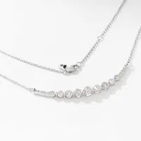 Crescent Diamond Necklace in 10K White Gold (1.00 ct tw)