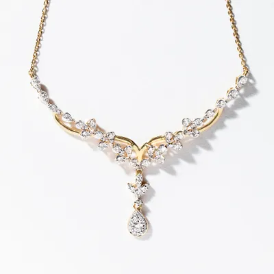 Pear Drop Diamond Necklace in 10K Gold ( ct tw