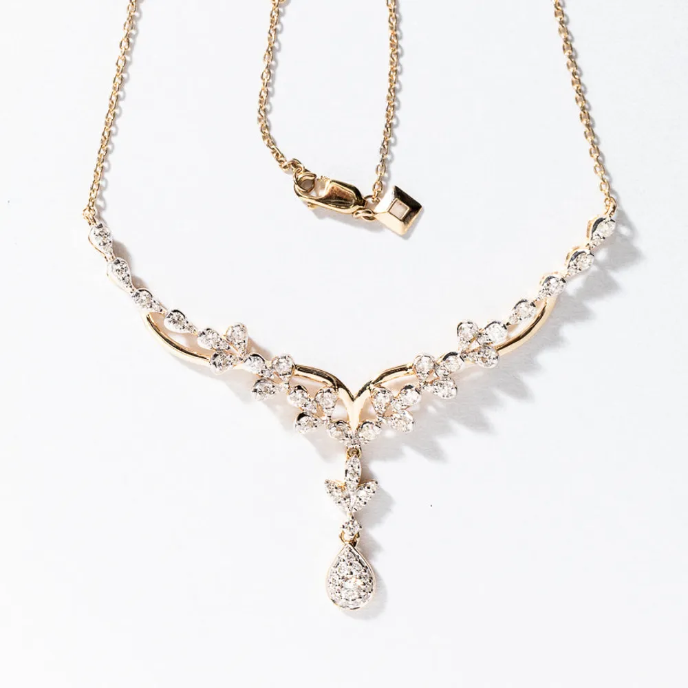 Pear Drop Diamond Necklace in 10K Gold ( ct tw