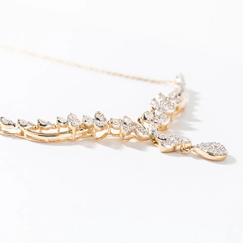 Pear Drop Diamond Necklace in 10K Gold ( ct tw