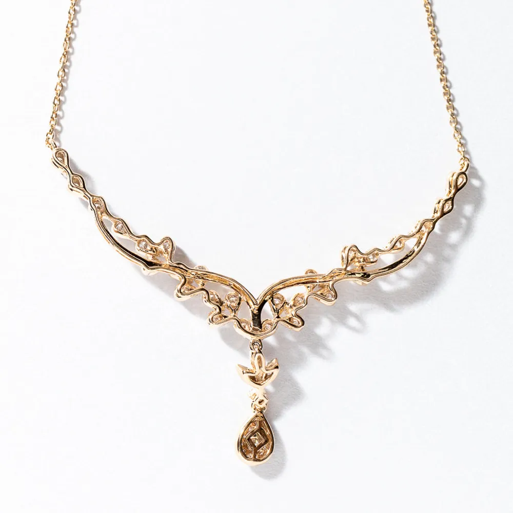 Pear Drop Diamond Necklace in 10K Gold ( ct tw