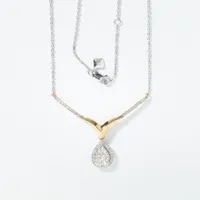 Diamond Cluster Necklace in 10K White and Yellow Gold (0.50 ct tw)