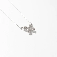 Butterfly Style Pendant with Removable Drop in 10K White Gold (1.00 ct