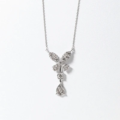 Butterfly Style Pendant with Removable Drop in 10K White Gold (1.00 ct