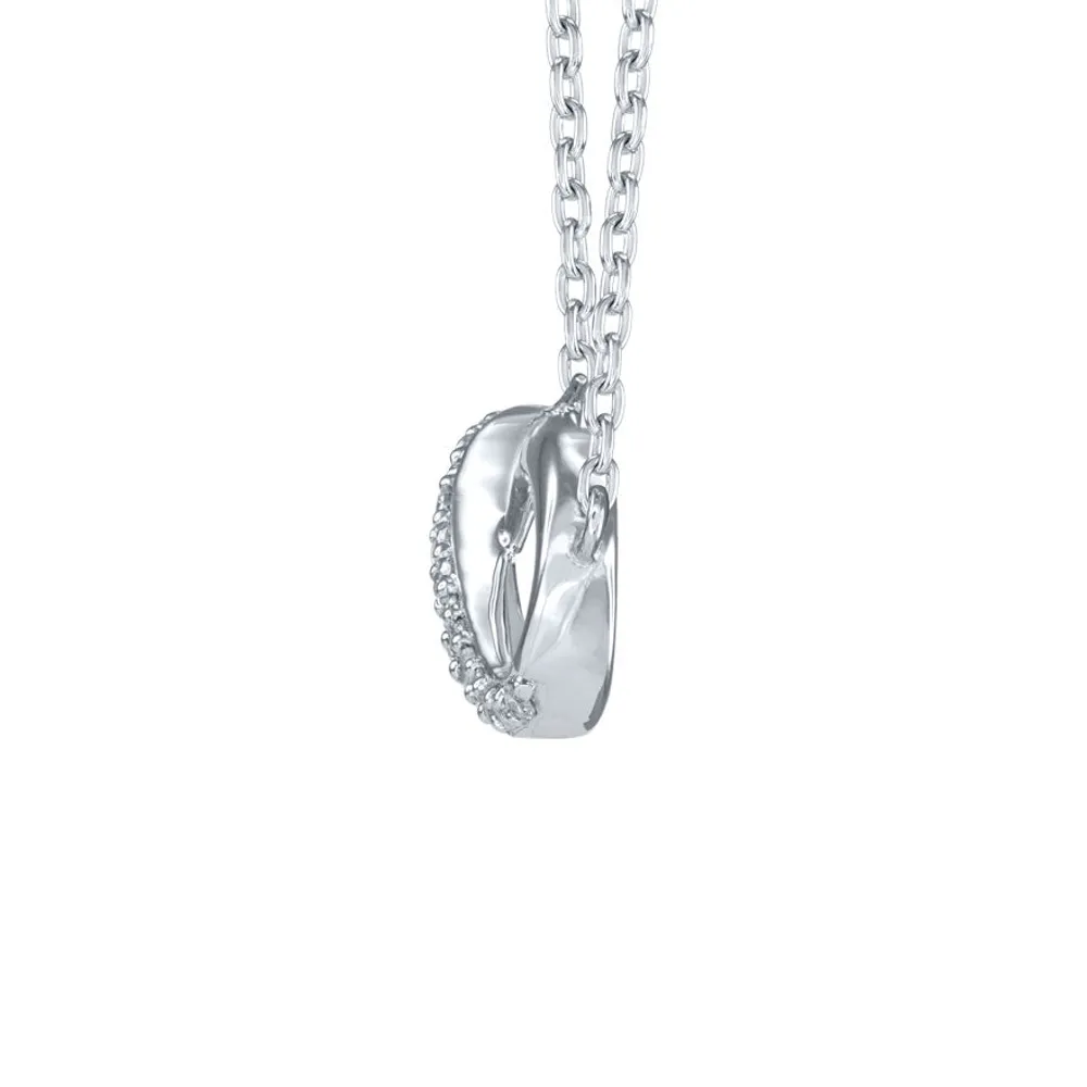 Pavé-Set Diamond Infinity Necklace In 10K White Gold (0.08 ct tw)