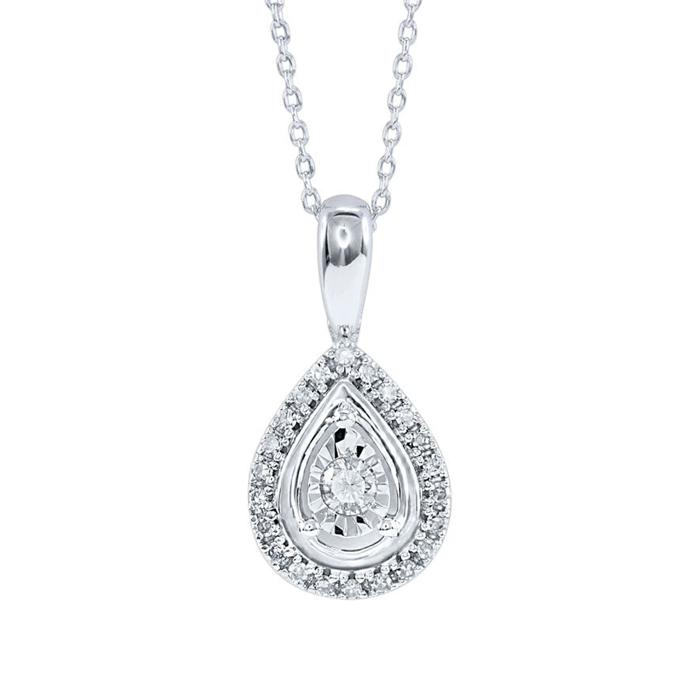 Miracle Mark Pear Shape Diamond Pendant Necklace in 10K White Gold (0.