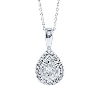 Miracle Mark Pear Shape Diamond Pendant Necklace in 10K White Gold (0.