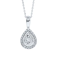Miracle Mark Pear Shape Diamond Pendant Necklace in 10K White Gold (0.