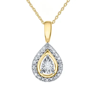 Miracle Mark Pear Shape Diamond Pendant Necklace in 10K Gold