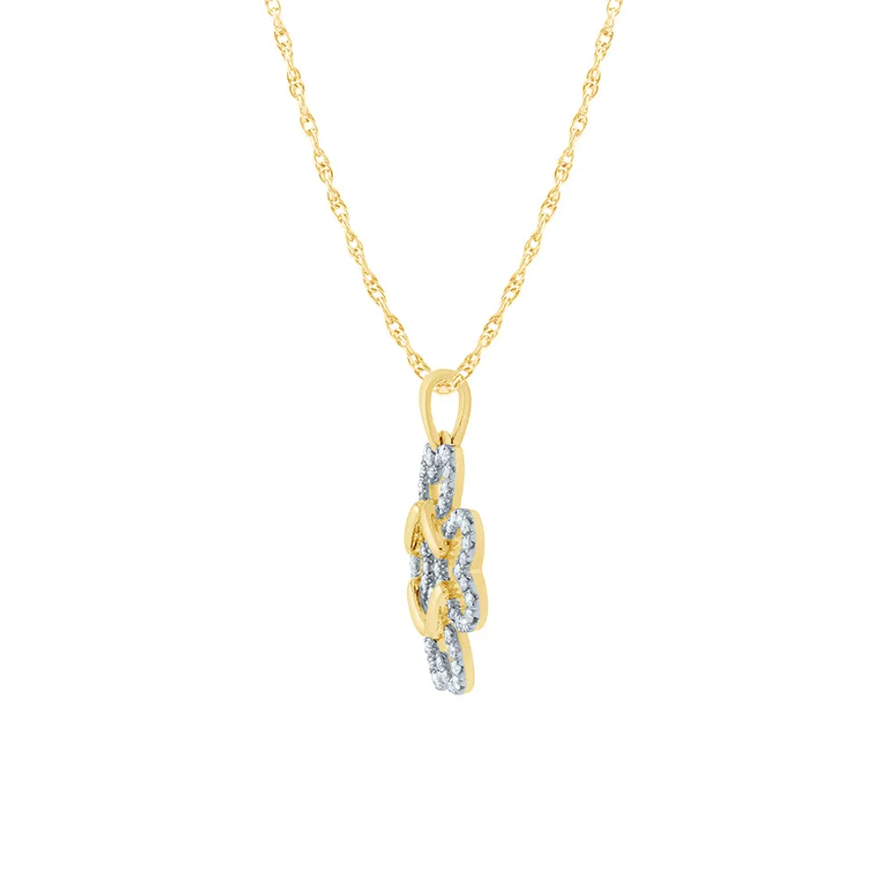 Clover Heart Diamond Pendant Necklace in 10K Yellow Gold (0.25 ct tw)