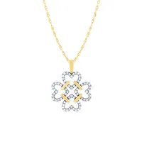 Clover Heart Diamond Pendant Necklace in 10K Yellow Gold (0.25 ct tw)