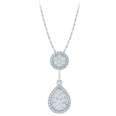 Pear Shaped Diamond Cluster Drop Pendant in 10K White Gold (0.50 ct tw
