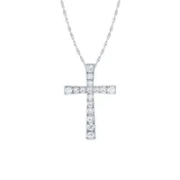 Diamond Cross Pendant Necklace in 10K White Gold (1.00 ct tw)